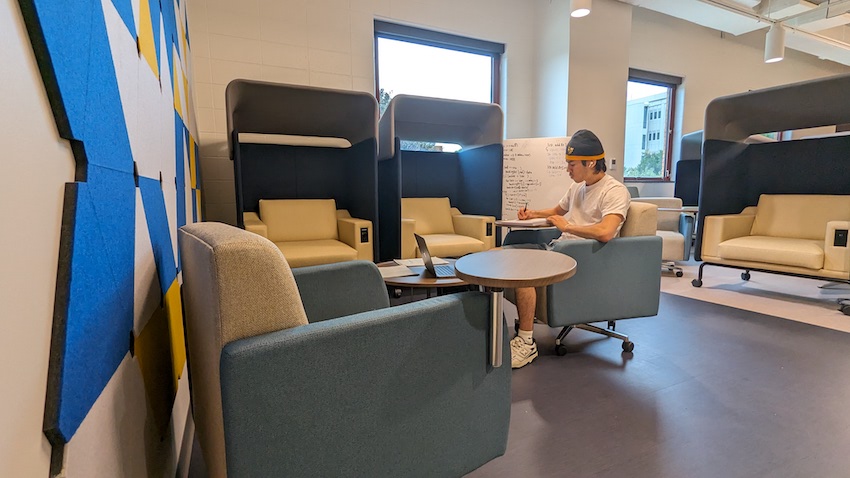 Students work on the newly renovated second floor of CCB.