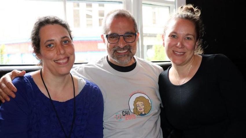 Jan Mankoff, Gregory Abowd, and Gillian Hayes smile at the CHI 2019 conference.