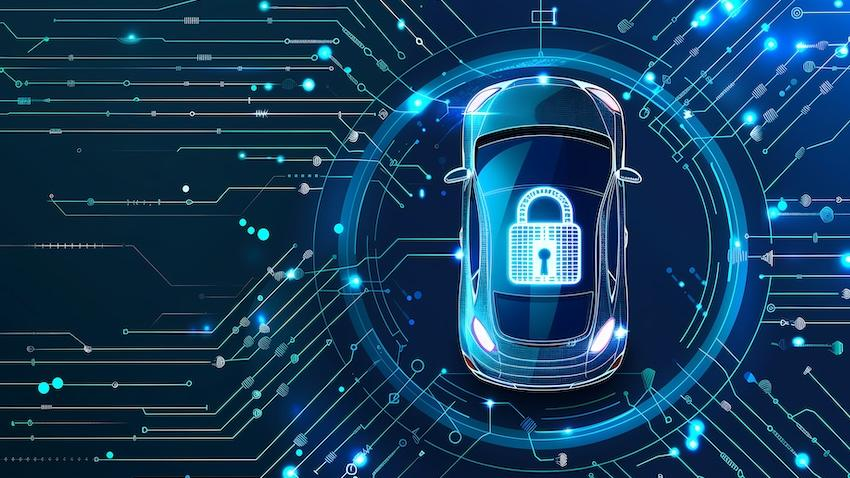 A digital car with a lock on the top of it 