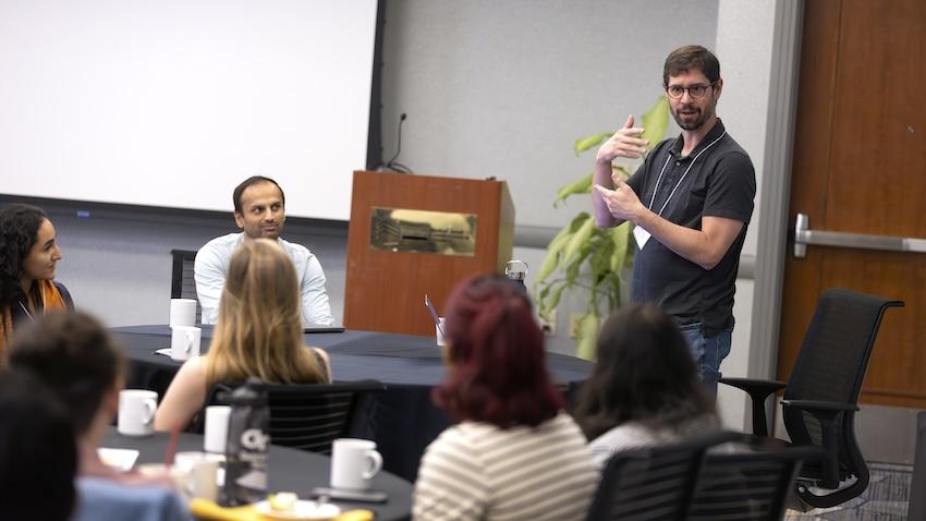 Interactive Computing Professor Mark Riedl co-organized the 2024 Summit on Responsible Computing, AI, and Society, where AI literacy was a key topic. Photo by Terence Rushon/College of Computing