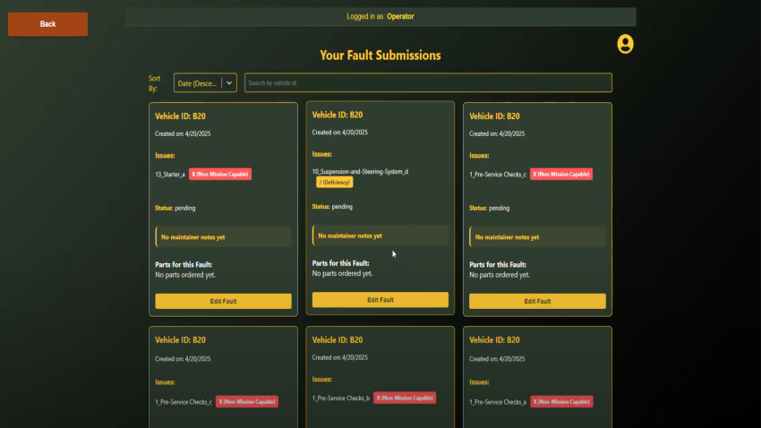 The team's project digitized the Army's maintenance operations with a modern, user-friendly tool.