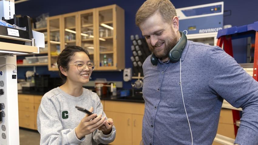 Assistant Professor Alex Adams (right) created the Uncommon Sense Lab to develop novel sensing systems for health.