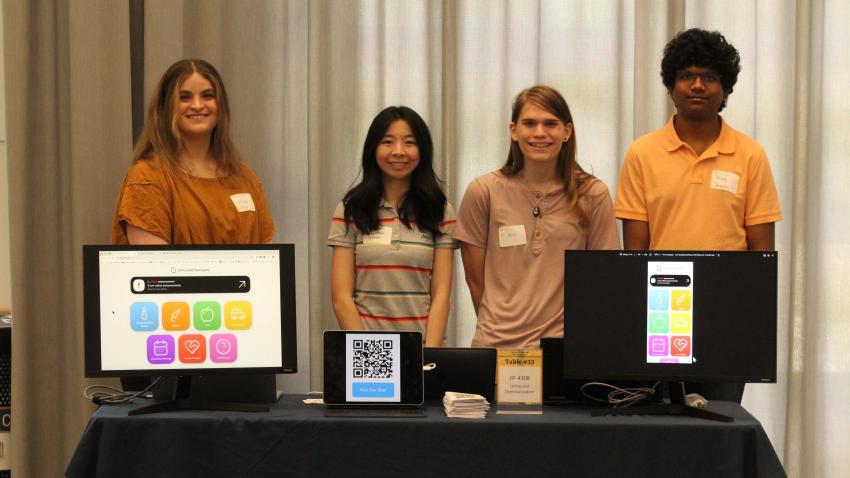 The student team presents their app at the CS Junior Design Capstone Expo. Photos by Gregory White.