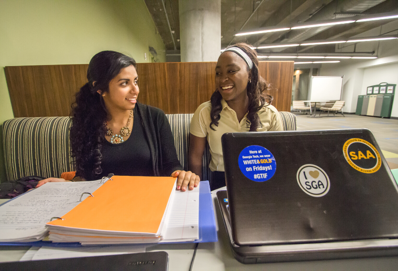 students talking