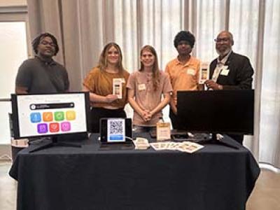 Gregory White (right) served as the student team's client in the CS Junior Design Capstone program. Photos by Gregory White.