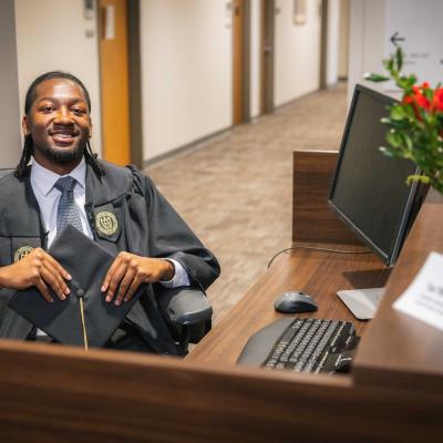 During his time at Georgia Tech, Tai'Re has been involved in clubs and research, and worked as a student assistant. Photos by Kevin Beasley/ College of Computing.