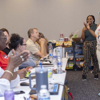 Teachers Amber Jones and Sharonda Haddock lead a part of AI4GA's fifth cohort. Photos by Terence Rushin/ College of Computing. 