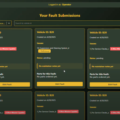 The team's project digitized the Army's maintenance operations with a modern, user-friendly tool.