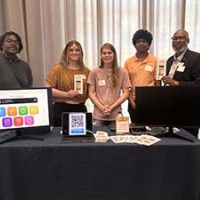 Gregory White (right) served as the student team's client in the CS Junior Design Capstone program. Photos by Gregory White.
